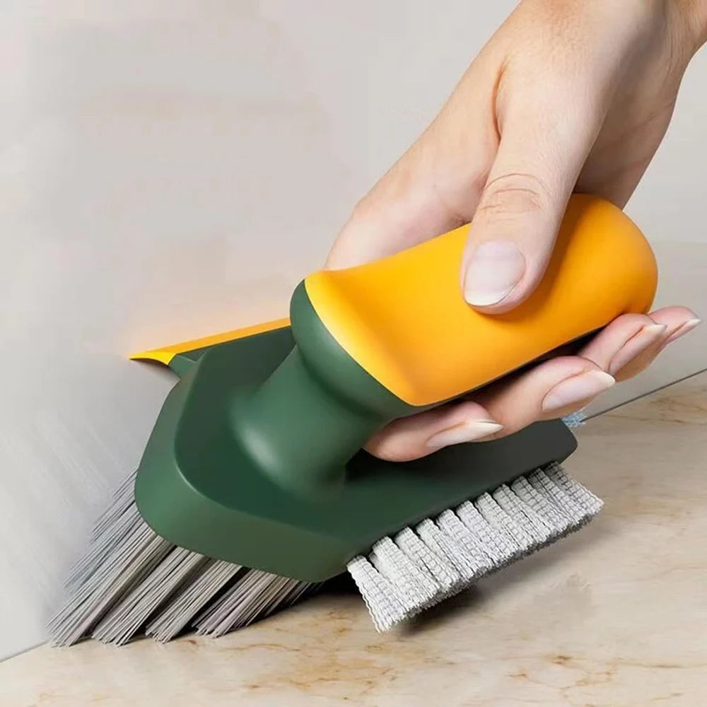 4 in 1 Tile Grout Cleaner Brush with Squeegee, V-Shape Gap Scrub Brush Crevice Cleaning Brush