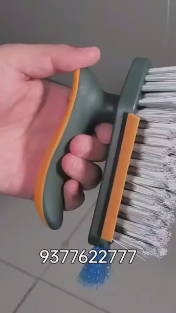 4 in 1 Tile Grout Cleaner Brush with Squeegee, V-Shape Gap Scrub Brush Crevice Cleaning Brush