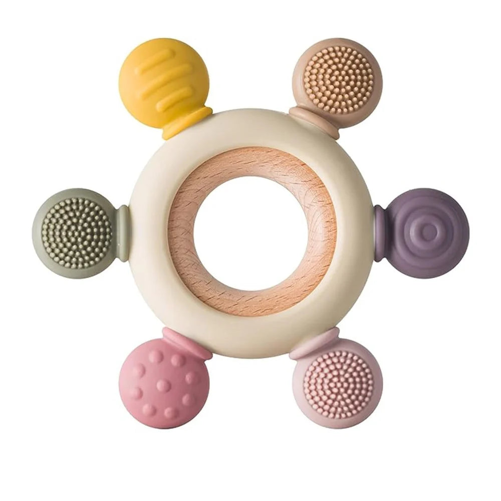 Rapid Baby Silicone Teether Silicone Baby Teether Wooden Ring Silicon Teether