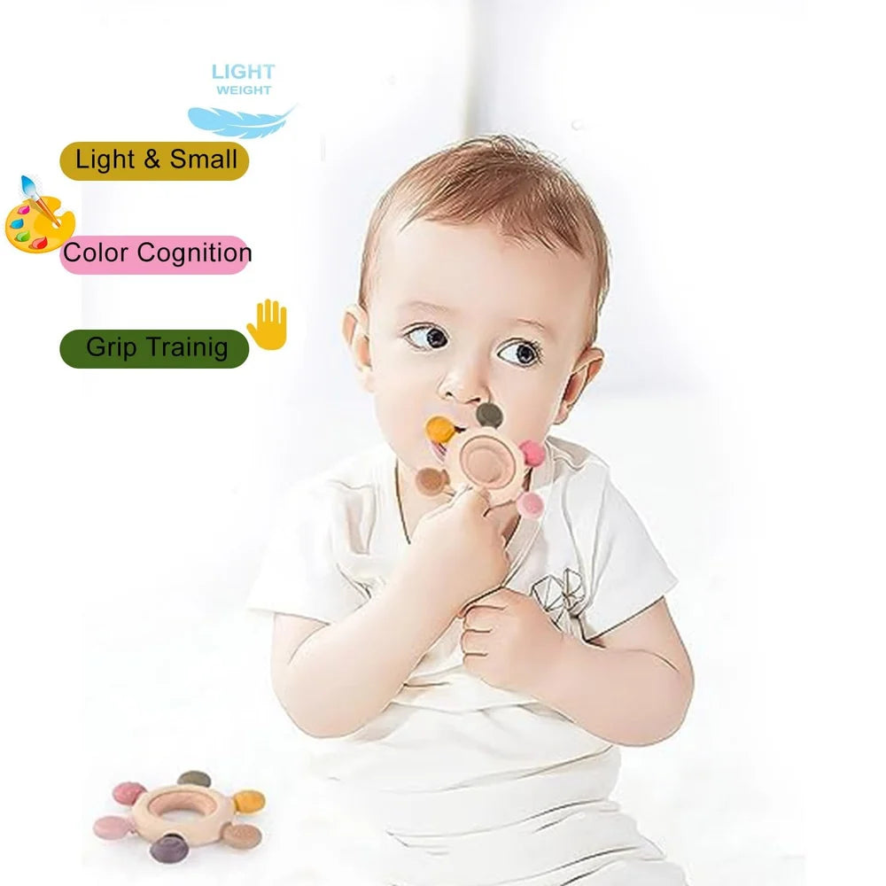 Rapid Baby Silicone Teether Silicone Baby Teether Wooden Ring Silicon Teether