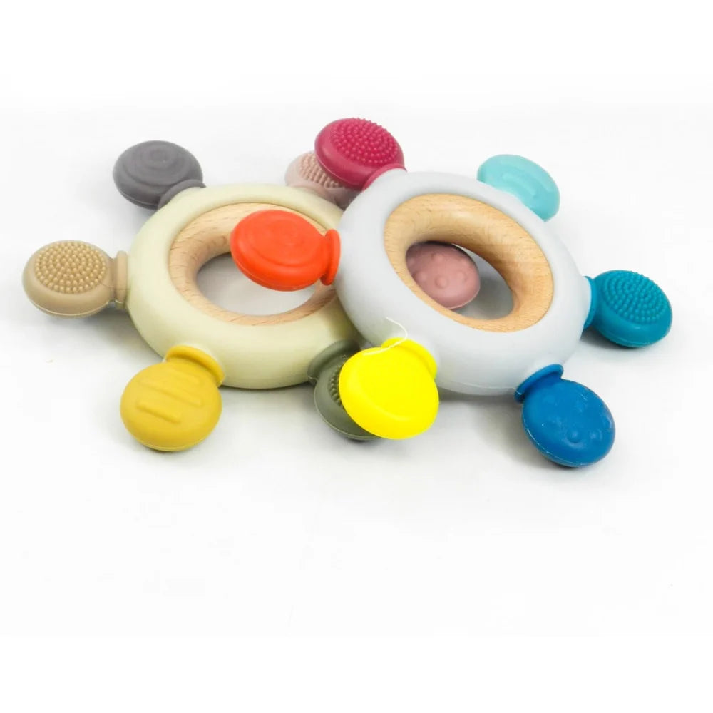 Rapid Baby Silicone Teether Silicone Baby Teether Wooden Ring Silicon Teether