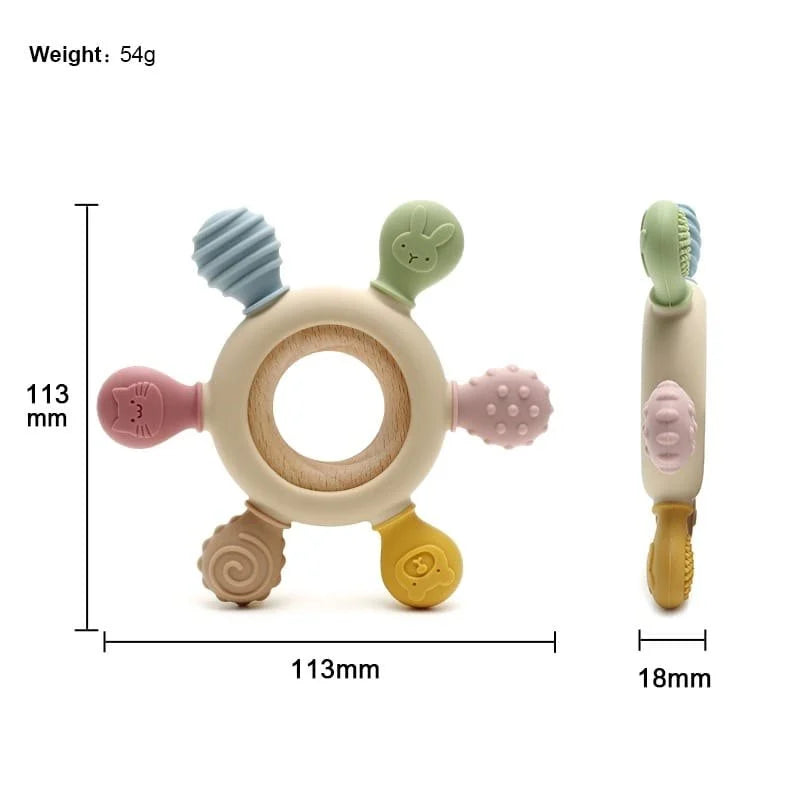 Rapid Baby Silicone Teether Silicone Baby Teether Wooden Ring Silicon Teether