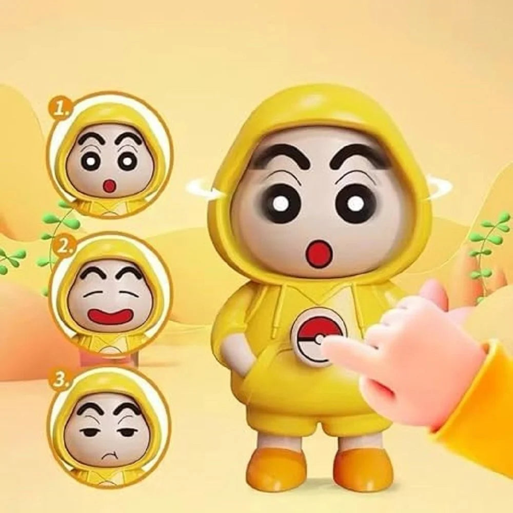 Shinchan Face Changing Keychain with 3 Expressions 3D Cartoon Character ABS Toy Key Holder