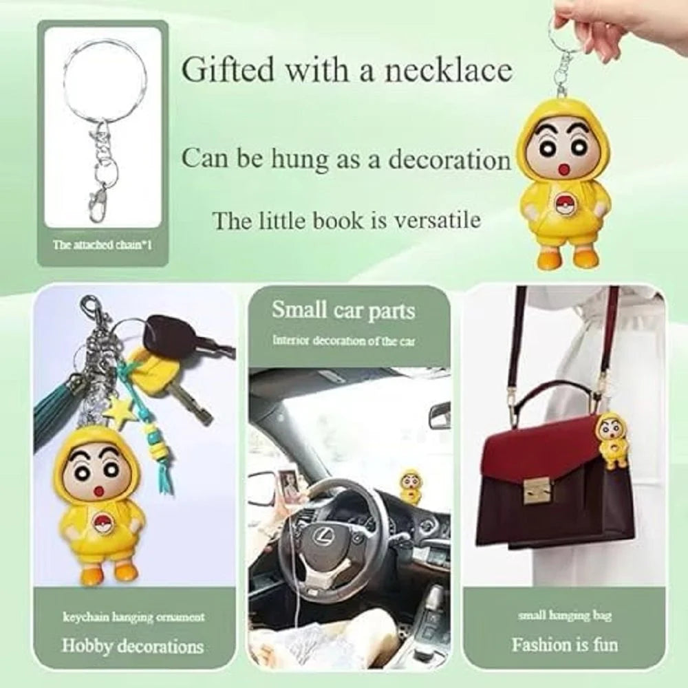 Shinchan Face Changing Keychain with 3 Expressions 3D Cartoon Character ABS Toy Key Holder